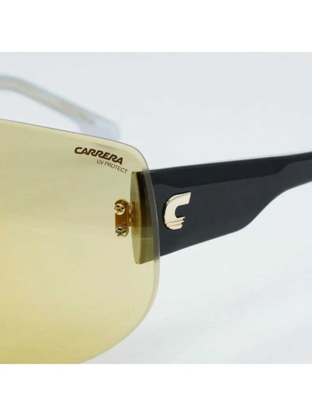 Carrera FLAGLAB 12 04CW ET Sunglasses Black Shield Frame, Yellow Lenses
